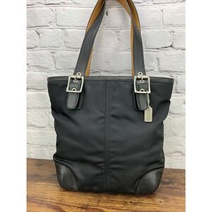 Coach Vintage Black Canvas And Leather Mini Tote shoulder bag 1835 Org Hangtag